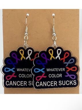 Fashion Jewelry Colorful Cancer Awareness Ribbon Earrings